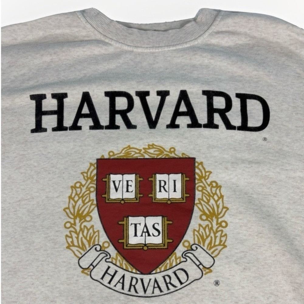 Harvard University Sweatshirt Unisex Medium Cream Oversized Crewneck Long Sleeve